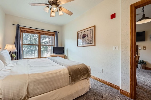 22714 US Highway 6 Unit 5945, Keystone, CO 80435 - bedroom featuring carpet floors, a textured wall, and ceiling fan
