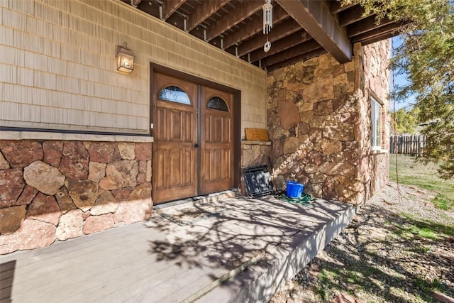 3692 County Road 7, Craig, CO 81625 - property entrance featuring stone siding