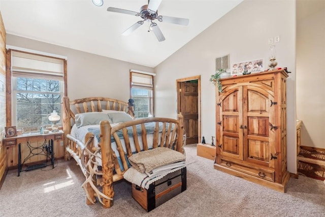 3692 County Road 7, Craig, CO 81625 - bedroom featuring carpet flooring, multiple windows, and lofted ceiling