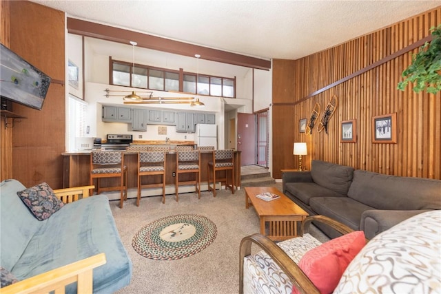 1173 Ski Hill Rd Unit 131, Breckenridge, CO 80424 - living area with carpet flooring and wood walls