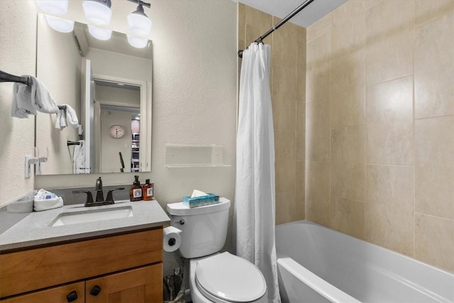 2350 Ski Trail Ln Unit 313, Steamboat Springs, CO 80487 - full bath featuring toilet, a textured wall, vanity, and shower / tub combo