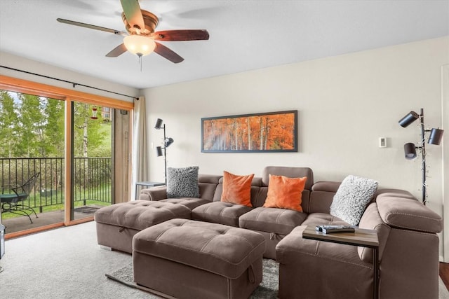 2350 Ski Trail Ln Unit 313, Steamboat Springs, CO 80487 - living room with ceiling fan and carpet floors