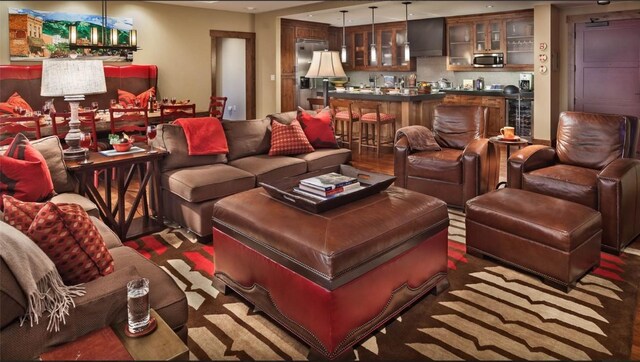 2250 Apres Ski Way Unit R-702, Steamboat Springs, CO 80487 - living room with beverage cooler and bar area