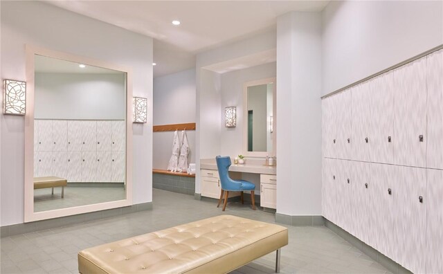 2250 Apres Ski Way Unit R-702, Steamboat Springs, CO 80487 - bathroom with vanity, tile patterned floors, and recessed lighting