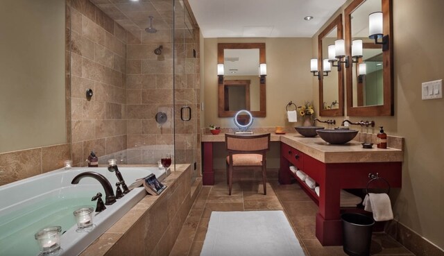 2250 Apres Ski Way Unit R-702, Steamboat Springs, CO 80487 - bathroom with a garden tub, a tile shower, and vanity