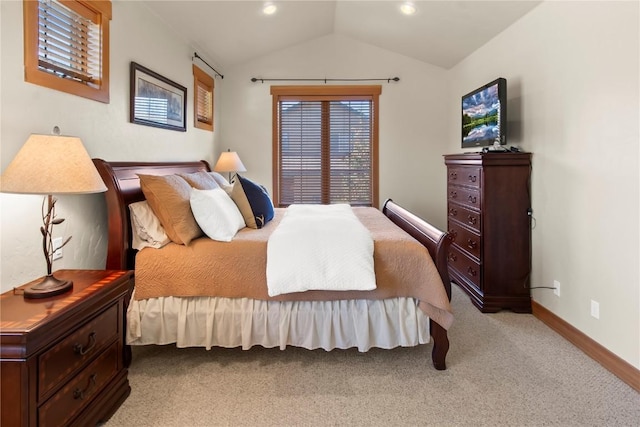 46 Sage View Ct, Dillon, CO 80435 - bedroom with light colored carpet, lofted ceiling, and baseboards