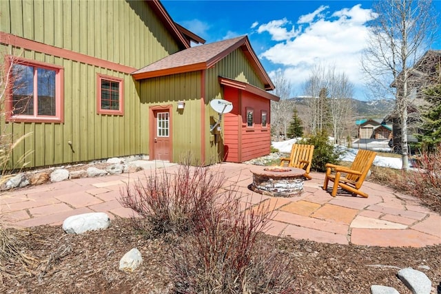 46 Sage View Ct, Dillon, CO 80435 - exterior space featuring a mountain view and an outdoor fire pit
