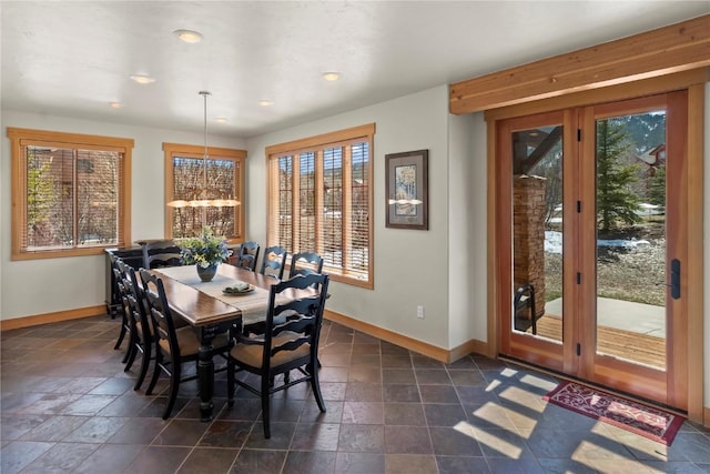 46 Sage View Ct, Dillon, CO 80435 - dining room with stone tile flooring, baseboards, and recessed lighting