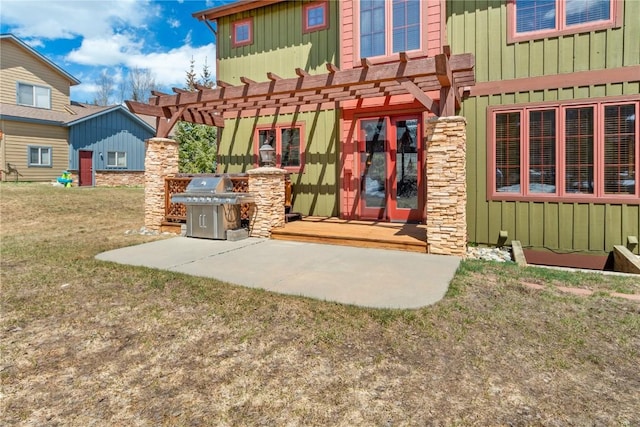 46 Sage View Ct, Dillon, CO 80435 - back of property with a pergola, a yard, and board and batten siding