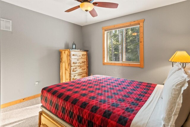 407 S Puma Pl, Fairplay, CO 80440 - carpeted bedroom featuring visible vents, baseboards, and ceiling fan