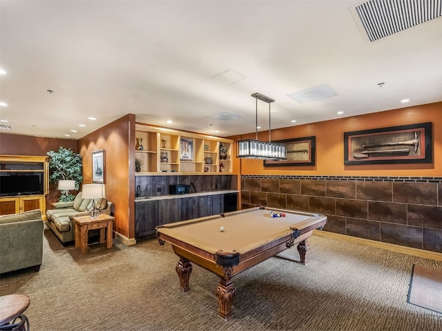 140 Ida Belle Dr Unit 8292, Keystone, CO 80435 - playroom featuring recessed lighting, carpet, visible vents, and tile walls
