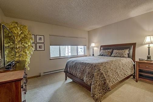 765 Columbine Rd Unit C103, Breckenridge, CO 80424 - bedroom with baseboard heating, carpet, and a textured ceiling