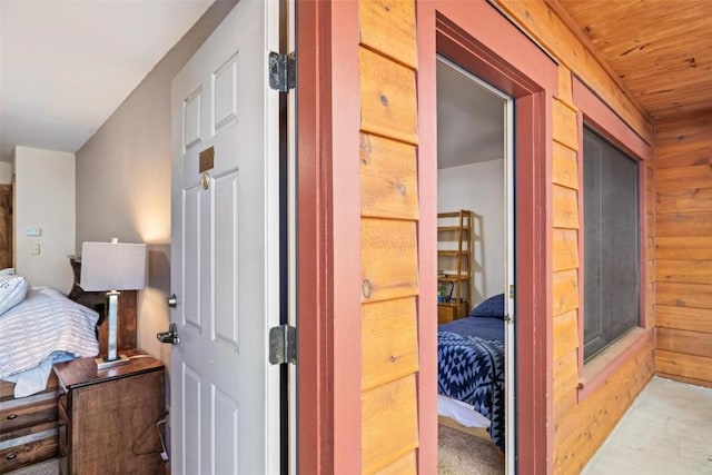 805 Columbine Rd Unit 202, Breckenridge, CO 80424 - bedroom with wood walls and wooden ceiling