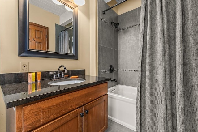 2735 Burgess Creek Rd Unit 11, Steamboat Springs, CO 80487 - bathroom featuring shower / bath combination with curtain and vanity
