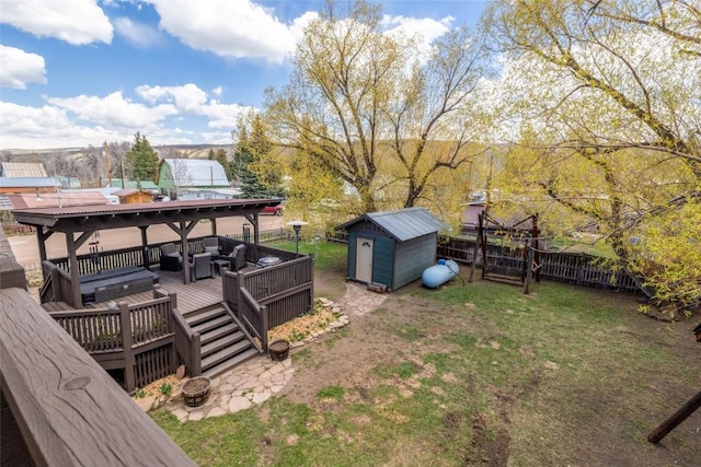 77 Lincoln St, Yampa, CO 80483 - view of yard with an outdoor hangout area, a shed, an outdoor structure, and a deck