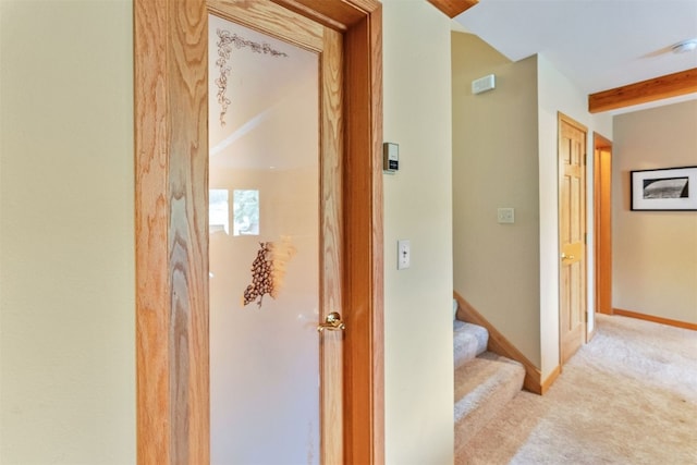 1118 Penstemon Rd, Dillon, CO 80435 - corridor with light colored carpet, stairs, and baseboards