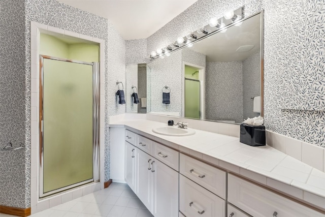 1118 Penstemon Rd, Dillon, CO 80435 - bathroom with a stall shower, vanity, and tile patterned floors