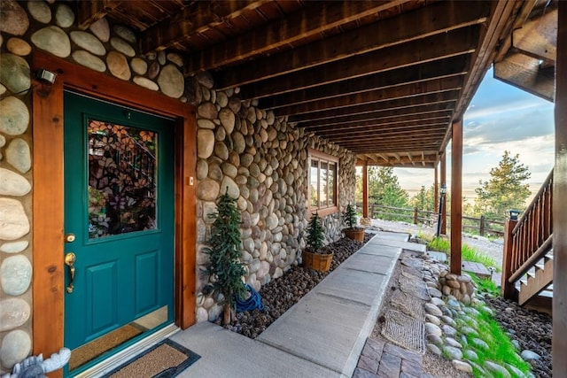 664 Tonkawa Rd, Hartsel, CO 80449 - property entrance featuring stone siding