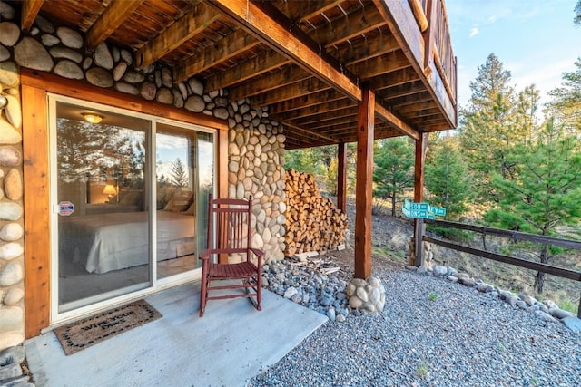 664 Tonkawa Rd, Hartsel, CO 80449 - view of exterior entry featuring stone siding