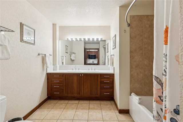 505A S Main St Unit 1204, Breckenridge, CO 80424 - bathroom with baseboards, shower / bath combo, tile patterned flooring, and vanity