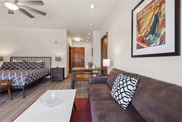 505A S Main St Unit 1204, Breckenridge, CO 80424 - bedroom with recessed lighting, ceiling fan, and wood finished floors