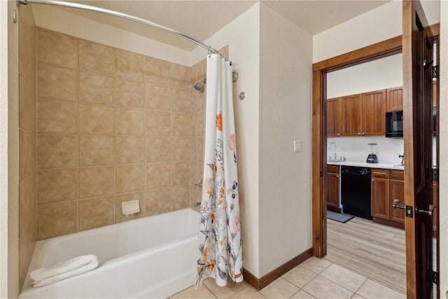 505A S Main St Unit 1204, Breckenridge, CO 80424 - full bathroom featuring baseboards, vanity, tile patterned floors, and shower / bath combination with curtain