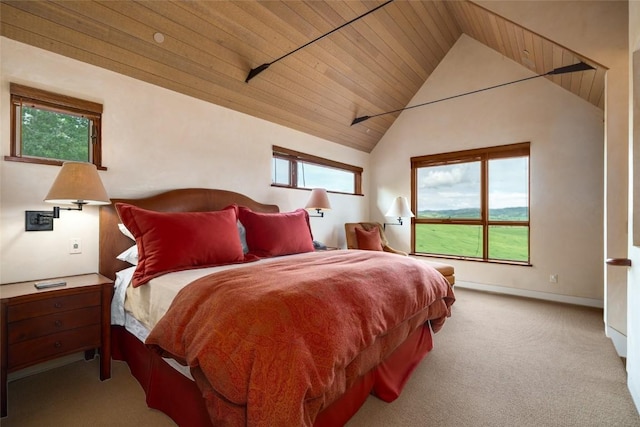 33225 Painted Pony Ln, Steamboat Springs, CO 80487 - bedroom with wood ceiling, carpet floors, and high vaulted ceiling