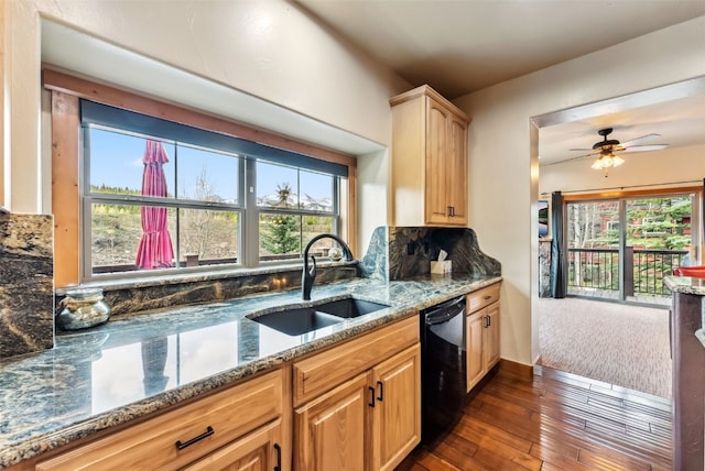 200 Rachel Ln, Breckenridge, CO 80424 - kitchen with a sink, dishwasher, stone countertops, and plenty of natural light