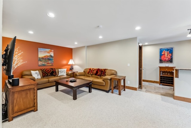 200 Rachel Ln, Breckenridge, CO 80424 - living area featuring light carpet, recessed lighting, and baseboards