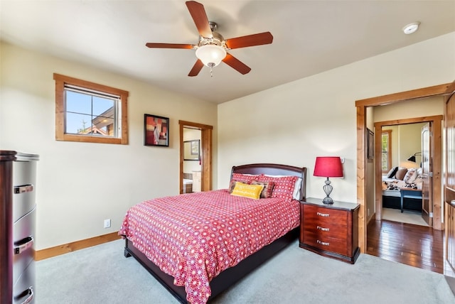 200 Rachel Ln, Breckenridge, CO 80424 - carpeted bedroom with baseboards, ceiling fan, and a desk
