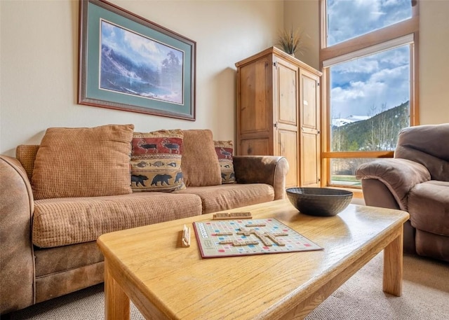 view of carpeted living area