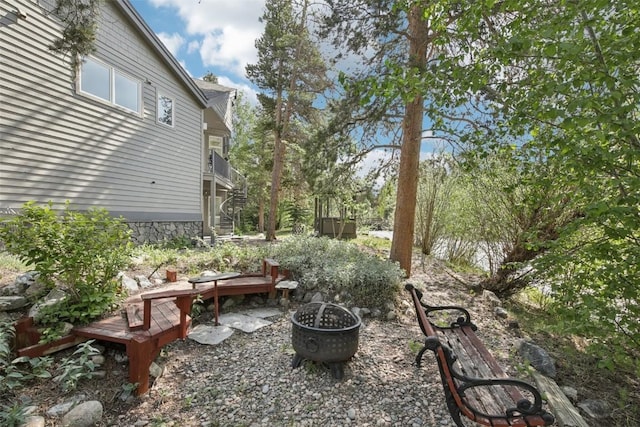 405 Creekside Dr, Frisco, CO 80443 - view of yard with a fire pit and stairway