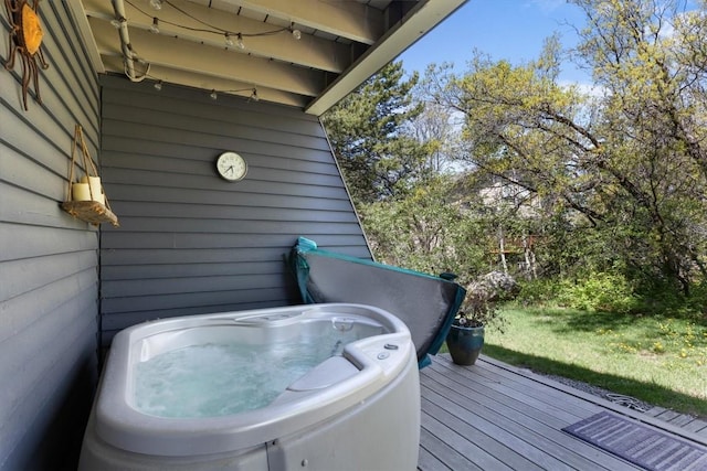 2146 Aster Pl Unit 3, Steamboat Springs, CO 80487 - wooden deck with a hot tub