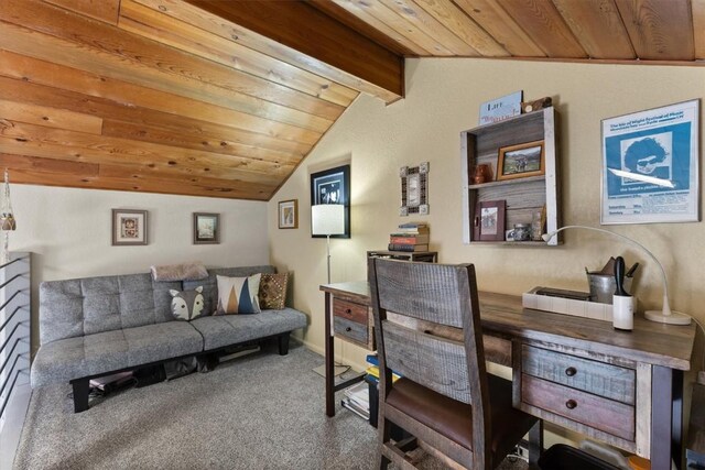 2146 Aster Pl Unit 3, Steamboat Springs, CO 80487 - office featuring carpet flooring and wooden ceiling