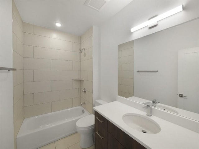 740 Blue River Pkwy Unit A22, Silverthorne, CO 80498 - full bath featuring vanity, shower / bath combination, toilet, and tile patterned flooring