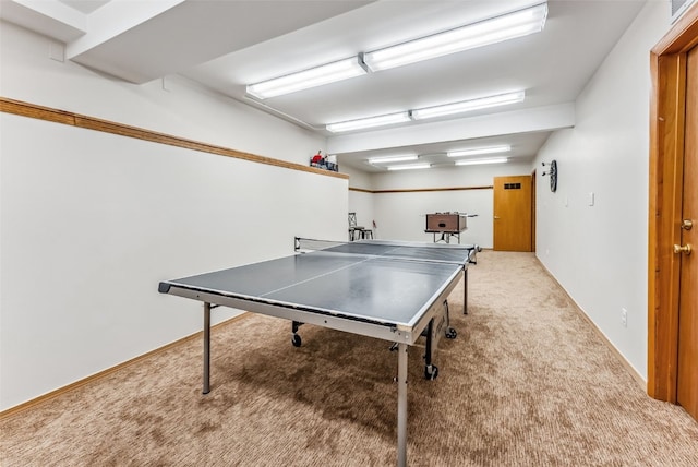 rec room with carpet floors