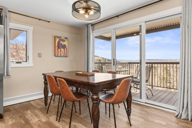 2626 Longthong Rd Unit 203, Steamboat Springs, CO 80487 - dining space with wood finished floors and baseboards