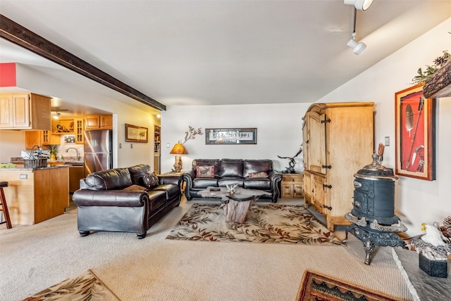 living area with light colored carpet