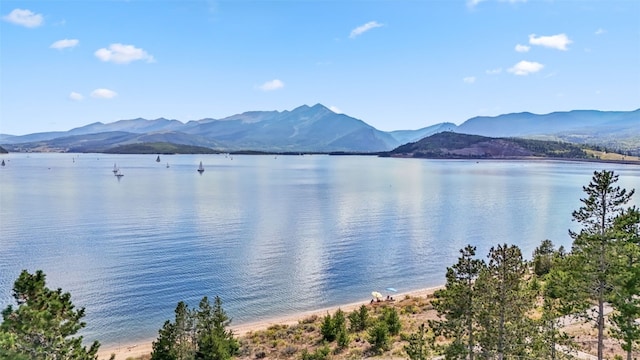 view of water feature with a mountain view