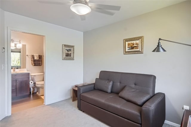 835 Weiss Cir Unit 2, Steamboat Springs, CO 80487 - sitting room with light carpet, a ceiling fan, and baseboards