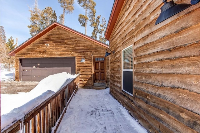 exterior space with a garage