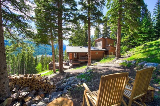 view of yard featuring a deck