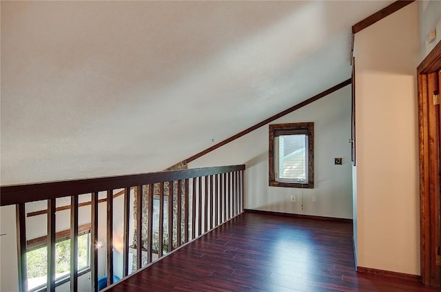350 Old Fish Creek Falls Rd Unit 350, Steamboat Springs, CO 80487 - corridor featuring lofted ceiling, wood finished floors, and baseboards
