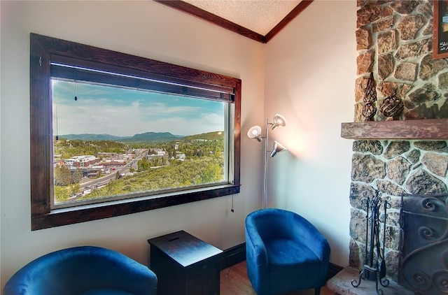 350 Old Fish Creek Falls Rd Unit 350, Steamboat Springs, CO 80487 - living area featuring crown molding, plenty of natural light, wood finished floors, and a mountain view