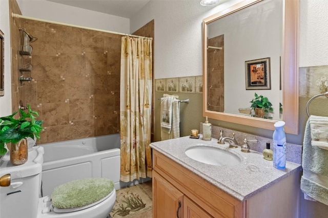 36 Gitche Goone Ln, Como, CO 80432 - full bathroom featuring shower / tub combo, vanity, and a textured wall