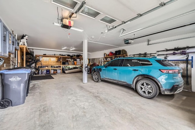 garage with a garage door opener