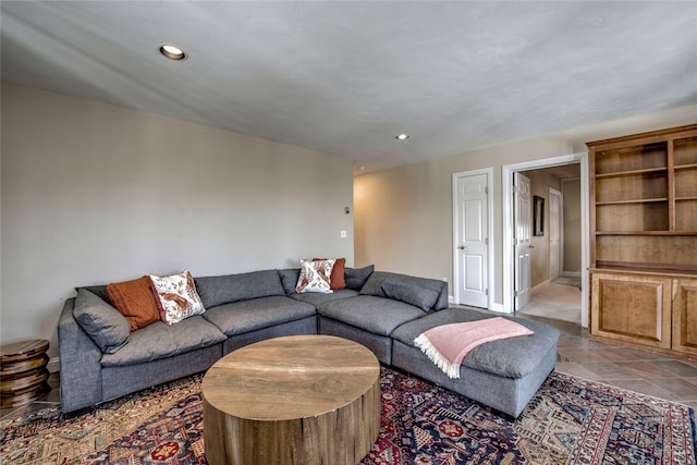 living area featuring recessed lighting