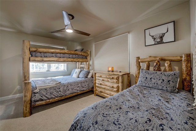 bedroom featuring carpet flooring and a ceiling fan