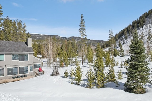 property view of mountains featuring a view of trees