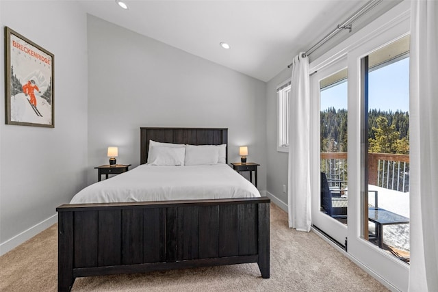 112 Illinois Gulch Rd Unit 6, Breckenridge, CO 80424 - bedroom featuring lofted ceiling, light carpet, and baseboards
